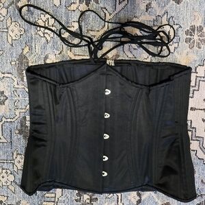 Orchard Corset black satin steel boned size 32"